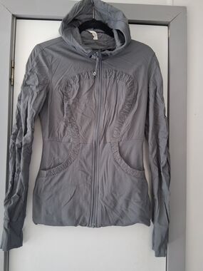 lululemon athletica Gray Hooded Lightweight Bomber Jacket
